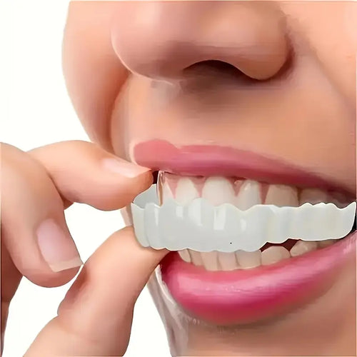 1 Pair (2 Pieces ) Realistic Dental Veneers – Upper & Lower Teeth, Snap on Smile