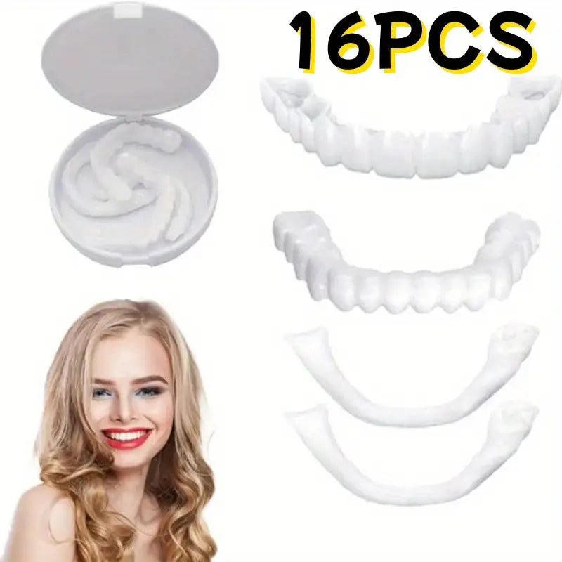 1 Pair (2 Pieces ) Realistic Dental Veneers – Upper & Lower Teeth, Snap on Smile